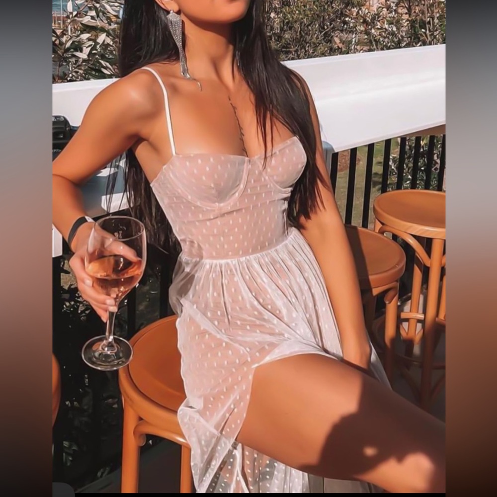 White Fox Totally Bangin' Mesh Maxi Dress White - Small